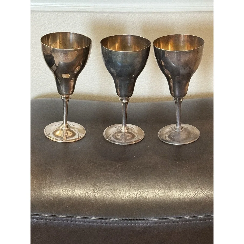 Meriden S P Silver Plate Goblets International Co 2008 Vintage Set Of‎ 3